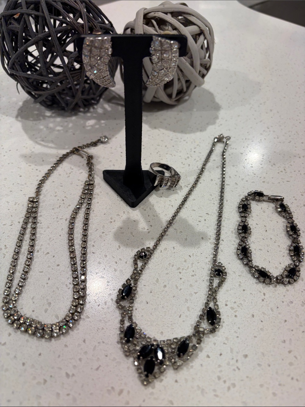 Rhinestone and Black Crystal Statement Jewelry 5 piece bundle
